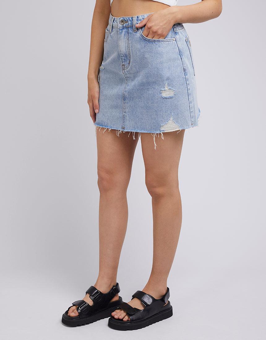 Leading Denim Skirt Light Blue