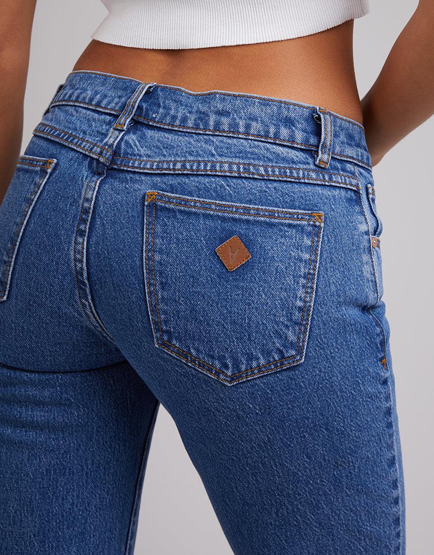 A Brand-A 99 Low Straight Organic Mid Blue Mid Blue-Edge Clothing