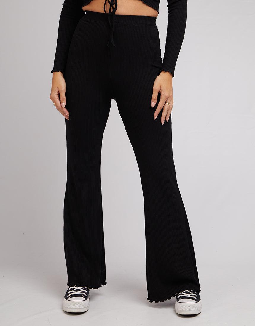 All About Eve-Aae Rib Flare Pants Black-Edge Clothing