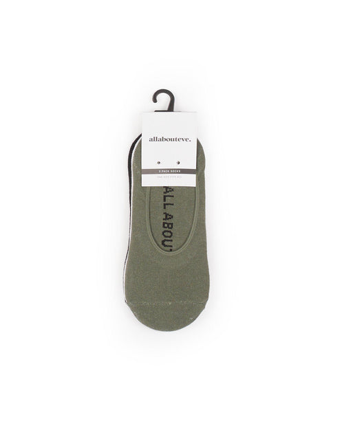 All About Eve-Aae Sockets 3Pk Khaki/white/black-Edge Clothing