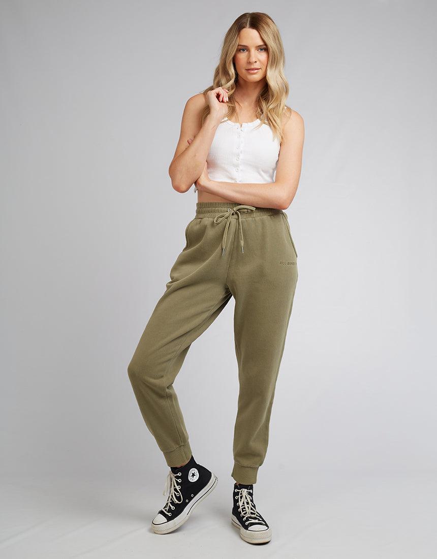 All About Eve-Aae Washed Trackpant Khaki-Edge Clothing
