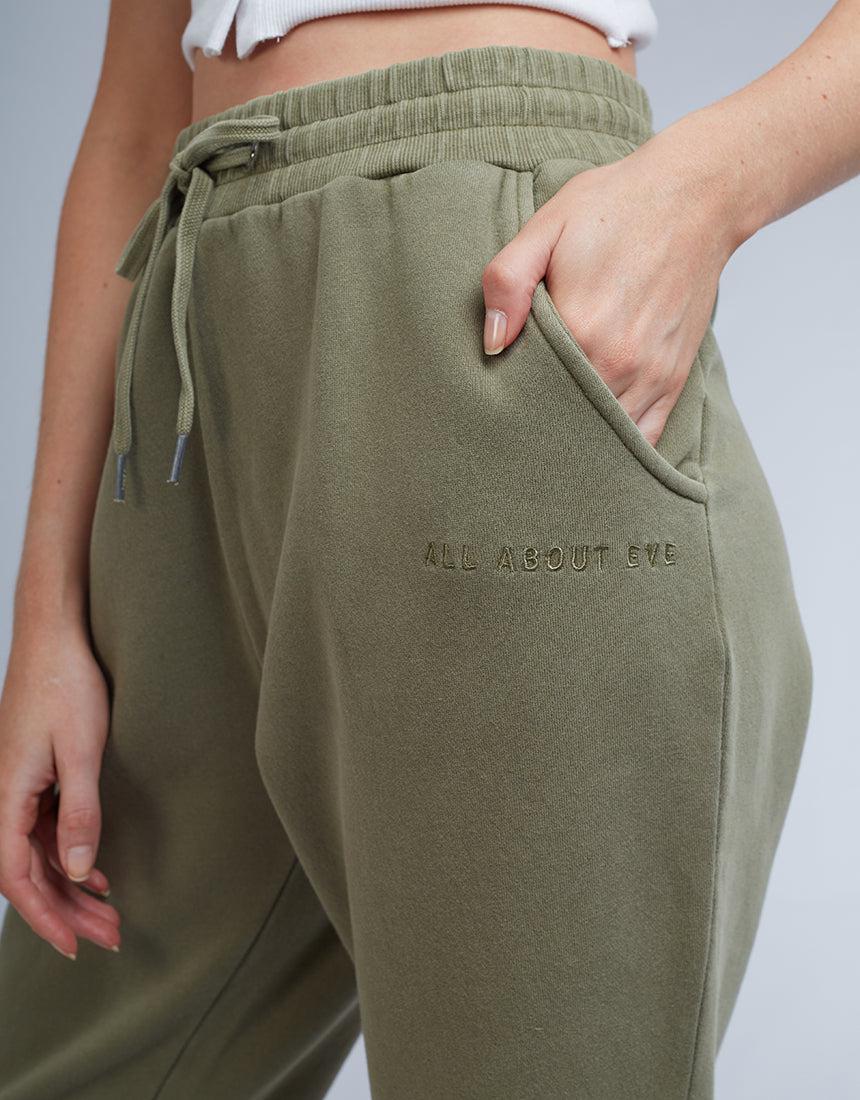 All About Eve-Aae Washed Trackpant Khaki-Edge Clothing