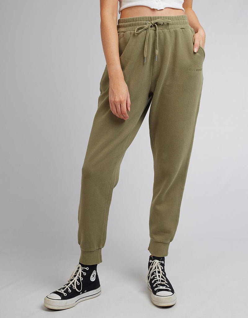 All About Eve-Aae Washed Trackpant Khaki-Edge Clothing