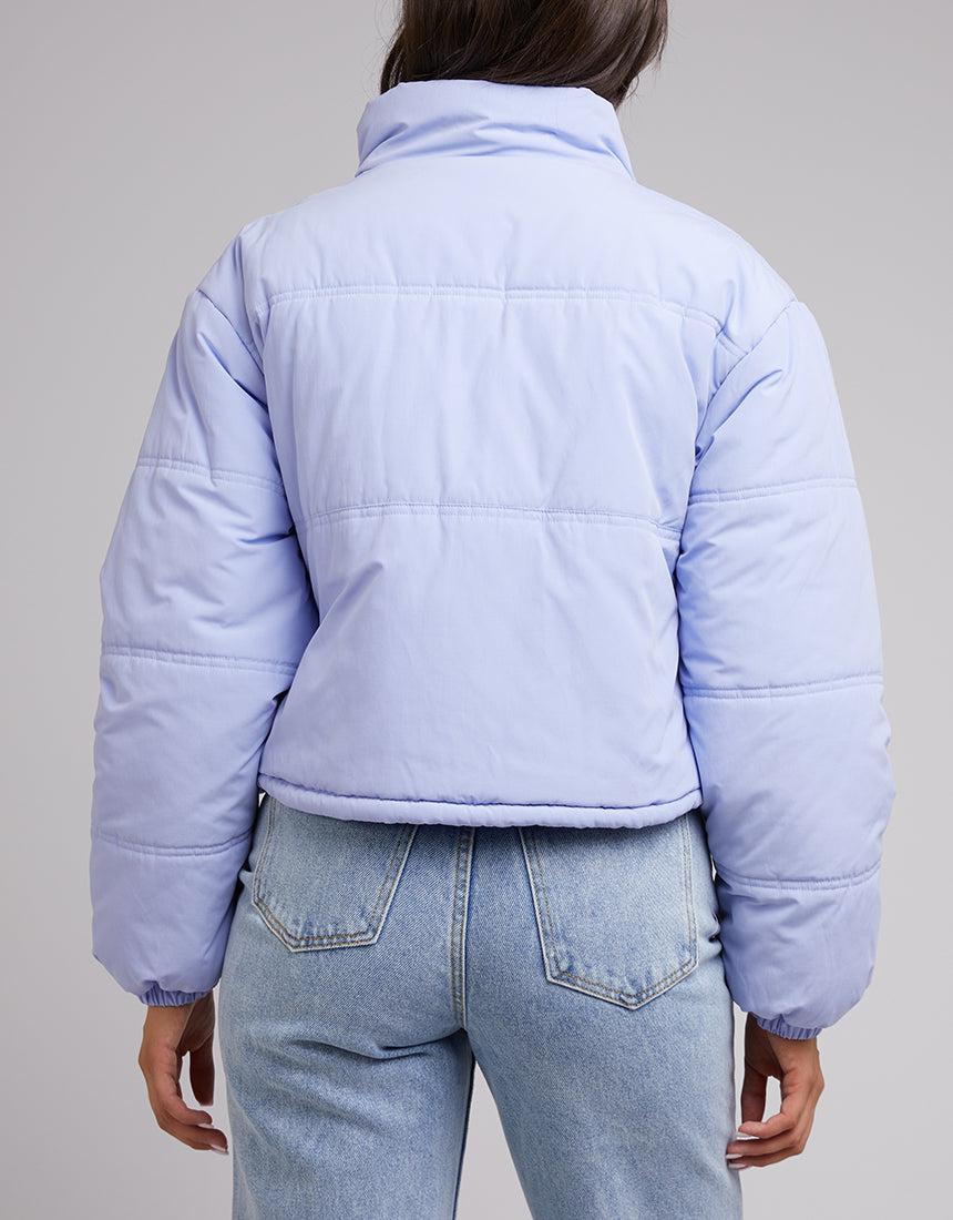 All About Eve-Aspen Crop Puffer Jacket Blue-Edge Clothing