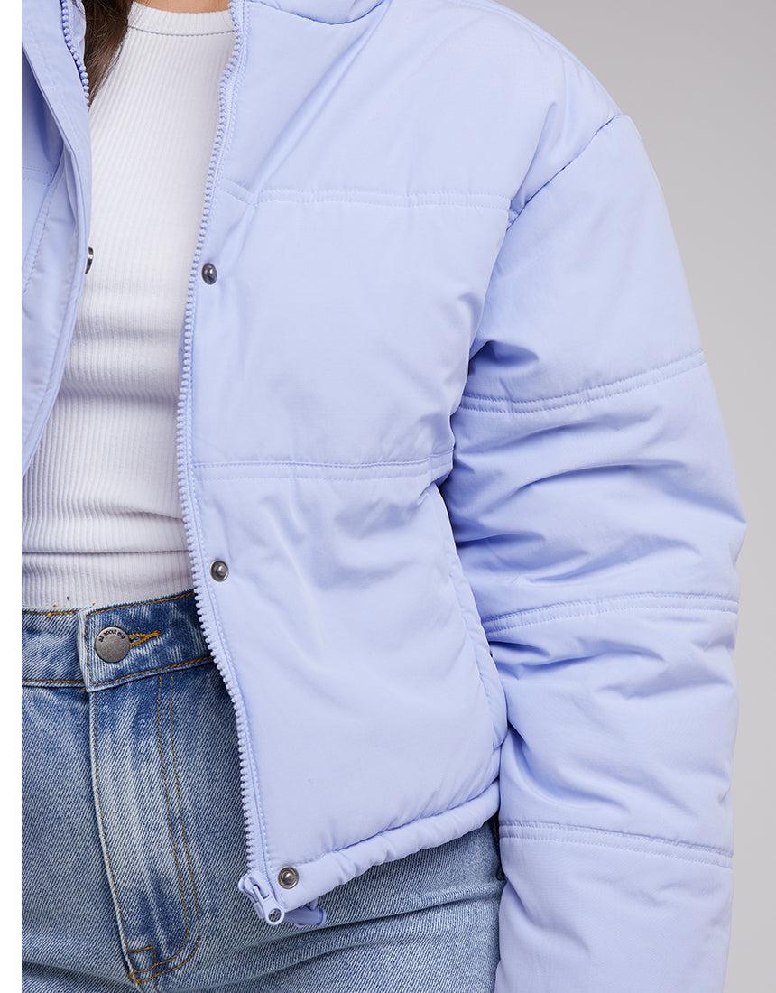 All About Eve-Aspen Crop Puffer Jacket Blue-Edge Clothing