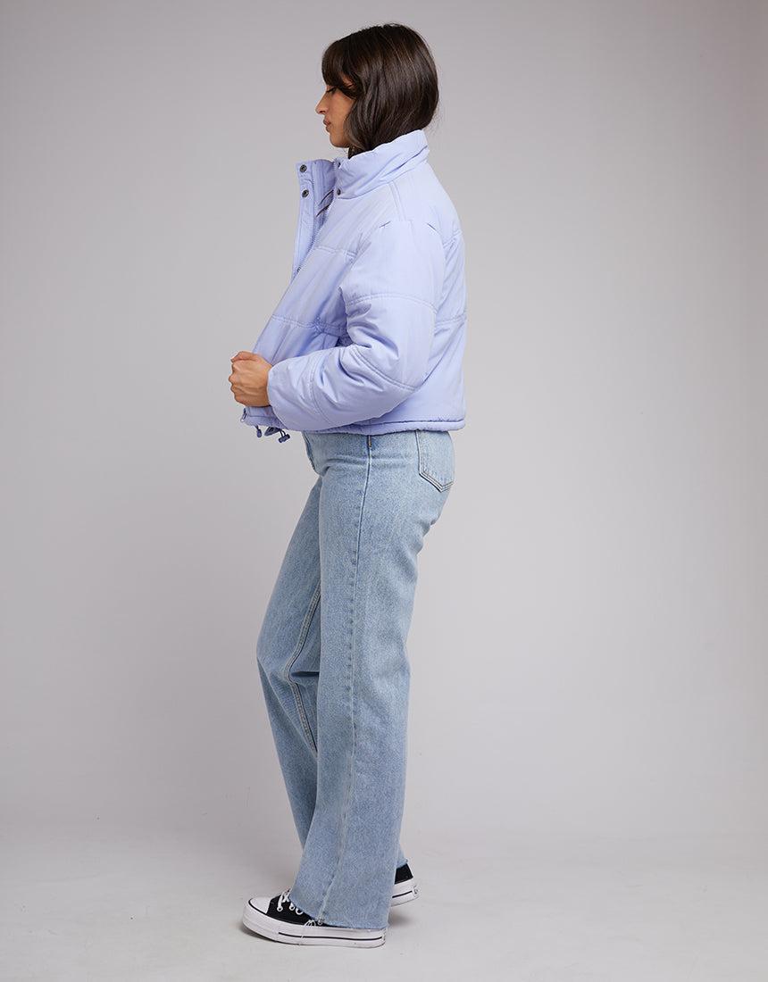 All About Eve-Aspen Crop Puffer Jacket Blue-Edge Clothing
