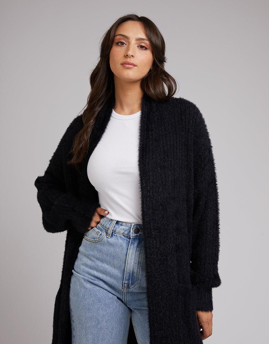 All About Eve-Missy Longline Cardi Black-Edge Clothing