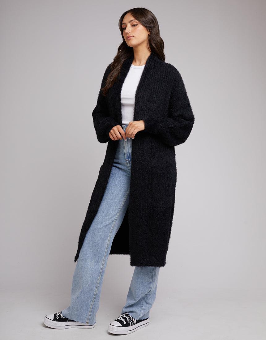 All About Eve-Missy Longline Cardi Black-Edge Clothing