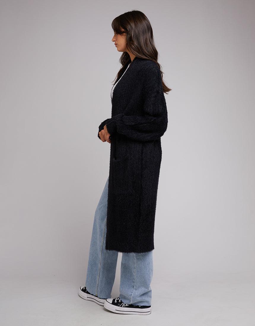 All About Eve-Missy Longline Cardi Black-Edge Clothing