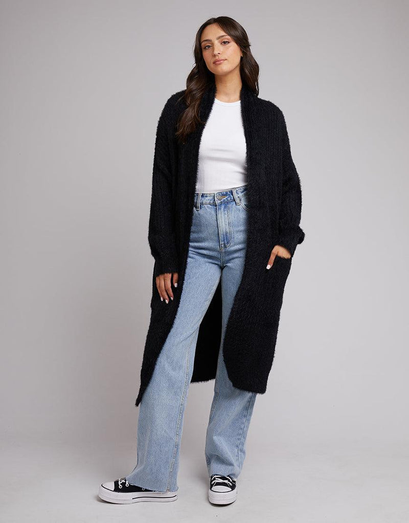 All About Eve-Missy Longline Cardi Black-Edge Clothing
