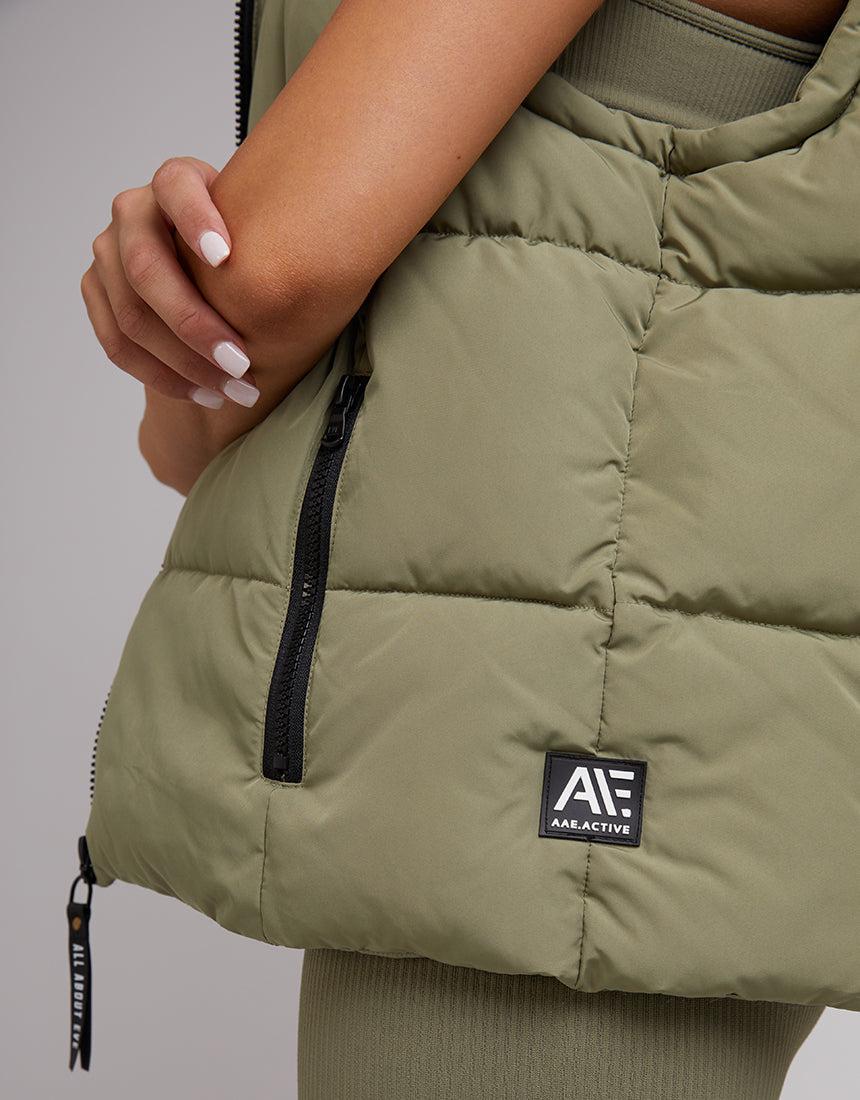 All About Eve-Remi Luxe Puffer Vest Khaki-Edge Clothing