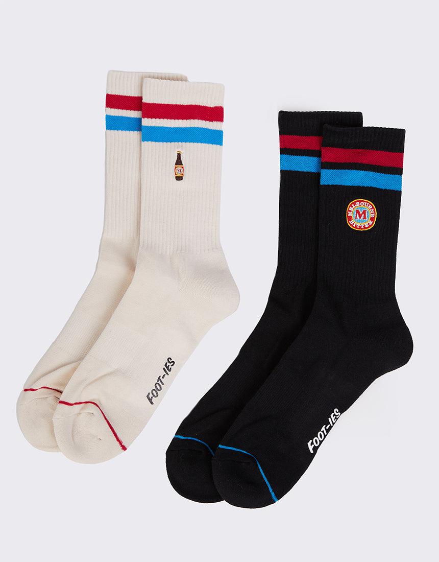 Foot-ies-Melbourne Bitter Long Neck 2 Pack Multicoloured-Edge Clothing