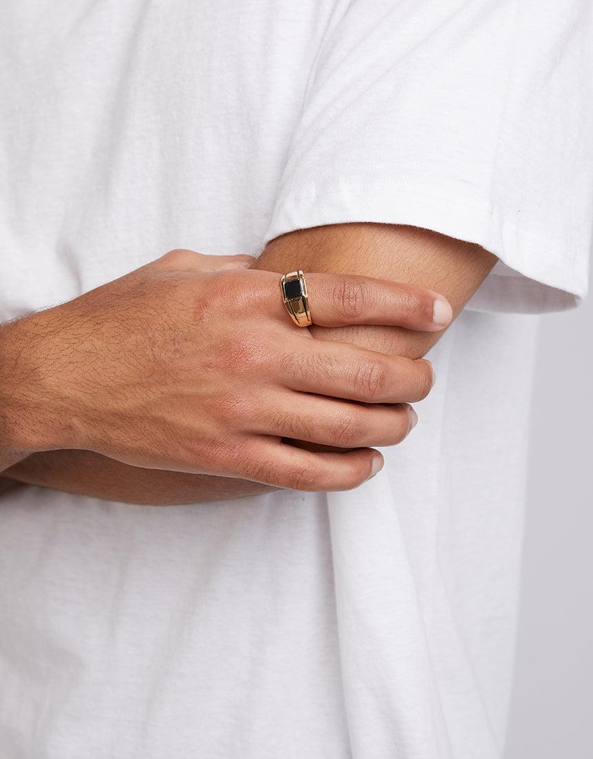 Folium Composite Signet Ring Gold Black