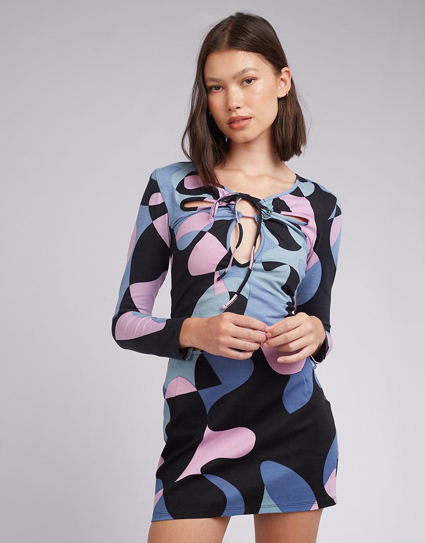 Motel-Licora Top Abstract Purple-Edge Clothing
