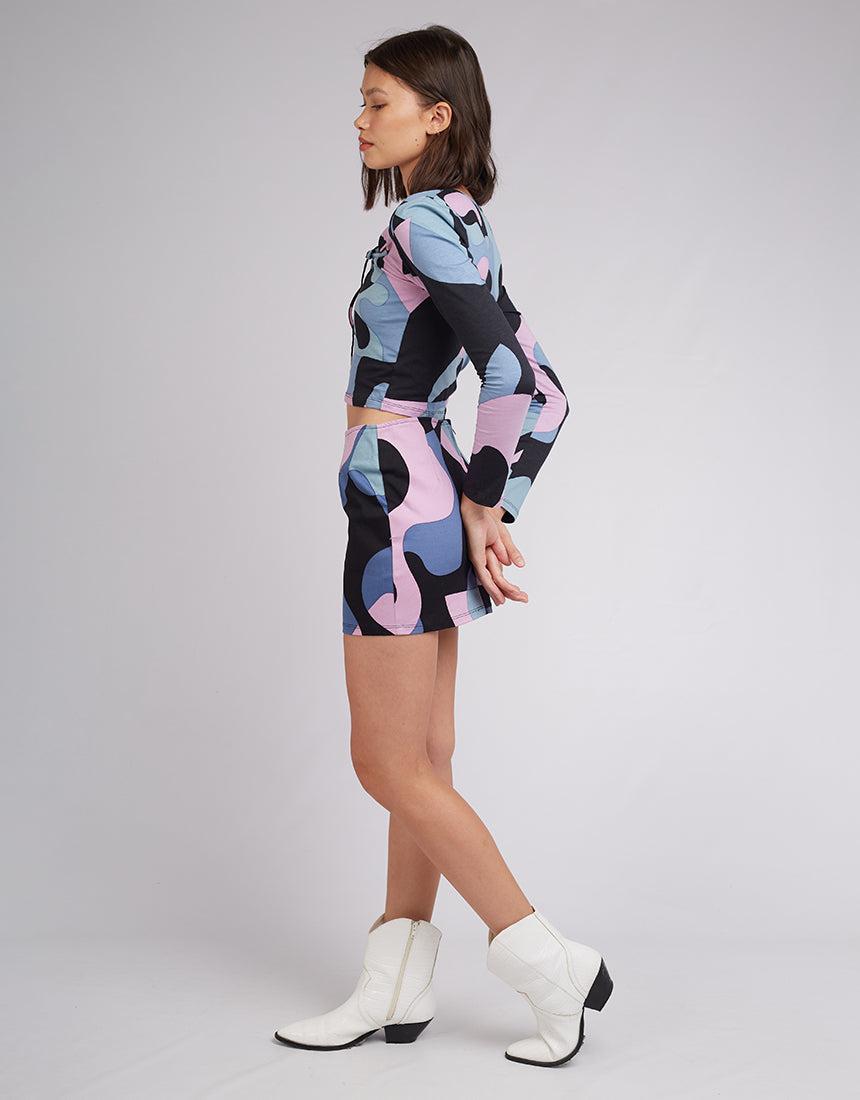 Motel-Licora Top Abstract Purple-Edge Clothing