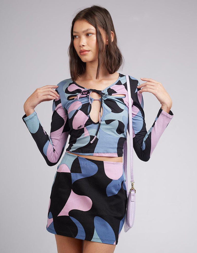 Motel-Licora Top Abstract Purple-Edge Clothing