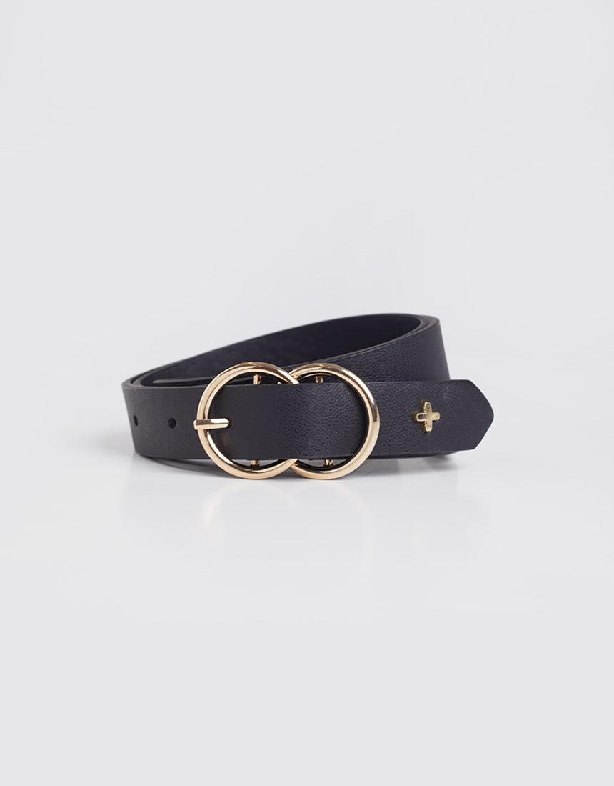 Peta and Jain-Louella Double Ring Plain Belt Black-Edge Clothing