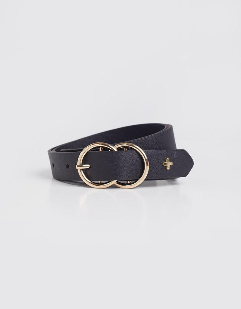 Peta and Jain-Louella Double Ring Plain Belt Black-Edge Clothing