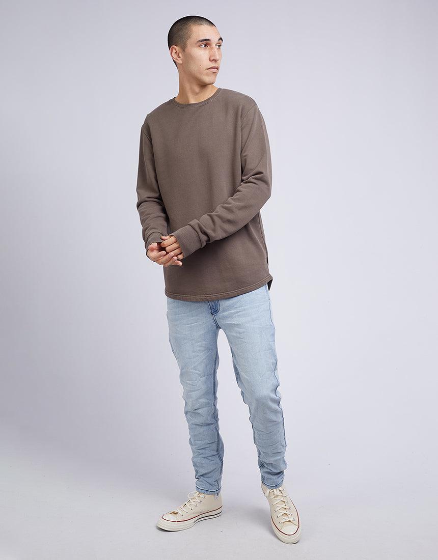 Silent Theory-Curved Hem Crew Earth Brown-Edge Clothing