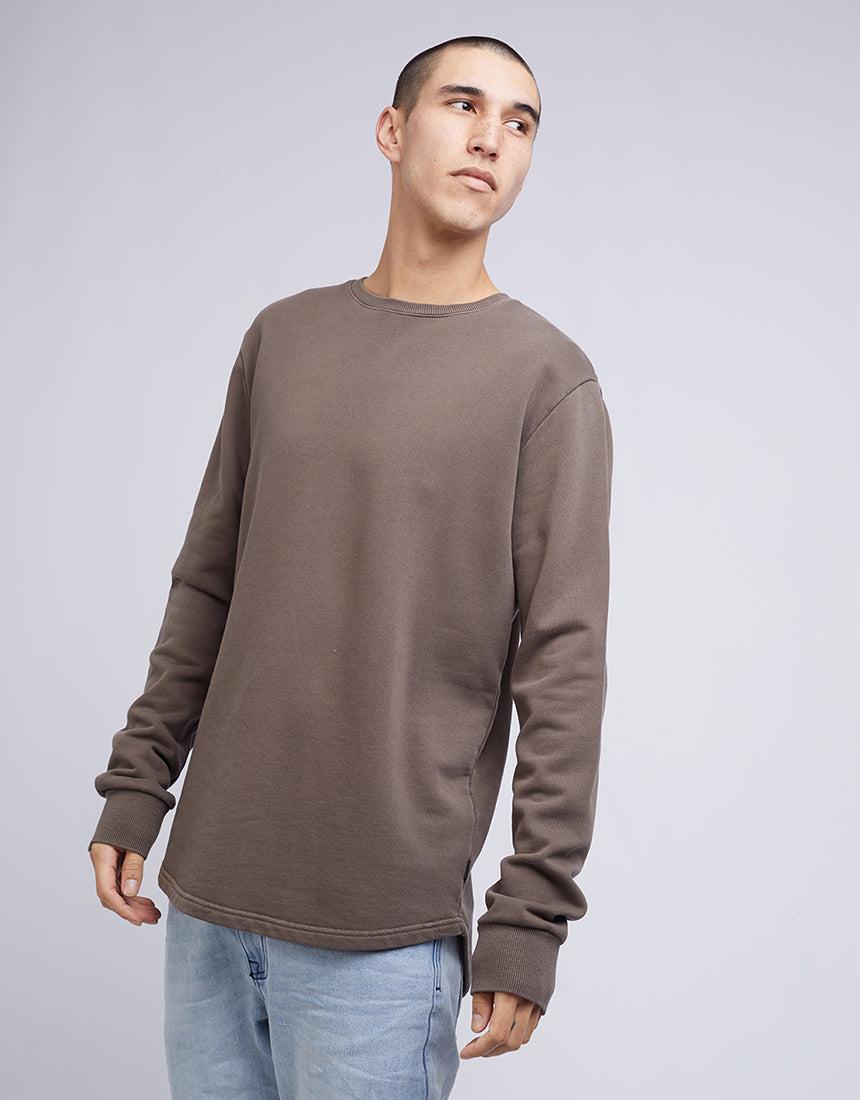 Silent Theory-Curved Hem Crew Earth Brown-Edge Clothing