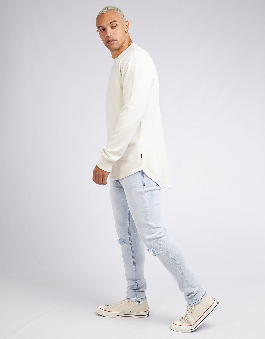Silent Theory-Curved Hem Crew Natural-Edge Clothing
