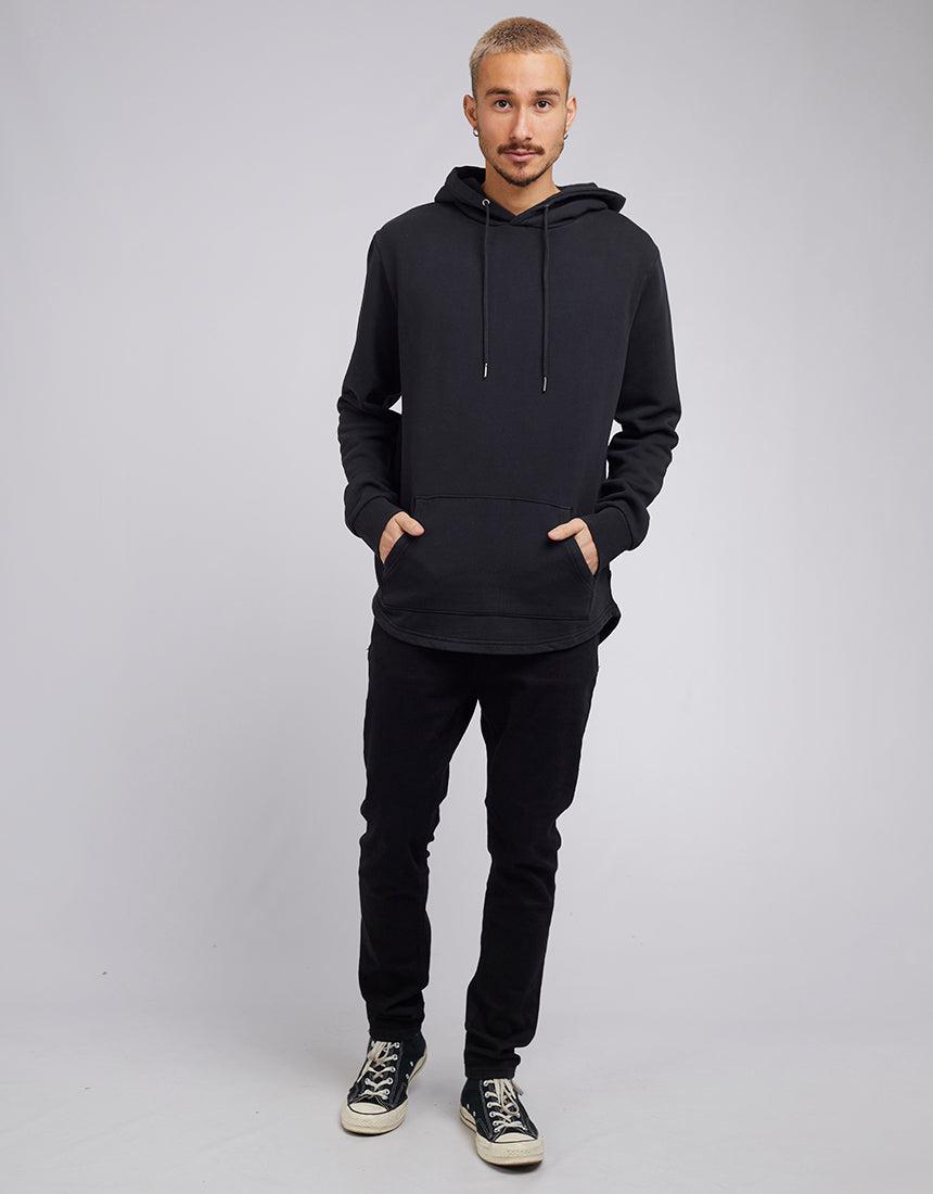 Silent Theory-Curved Hem Hoody Washed Black-Edge Clothing