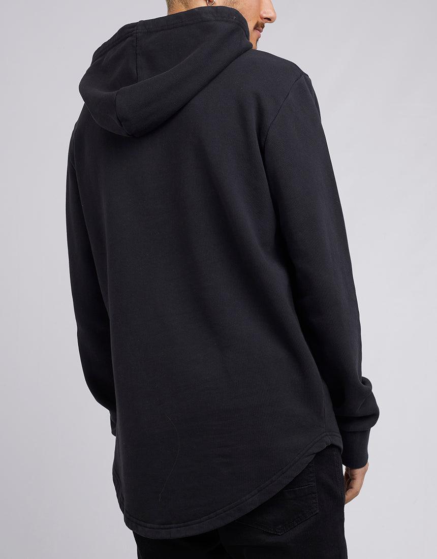 Silent Theory-Curved Hem Hoody Washed Black-Edge Clothing