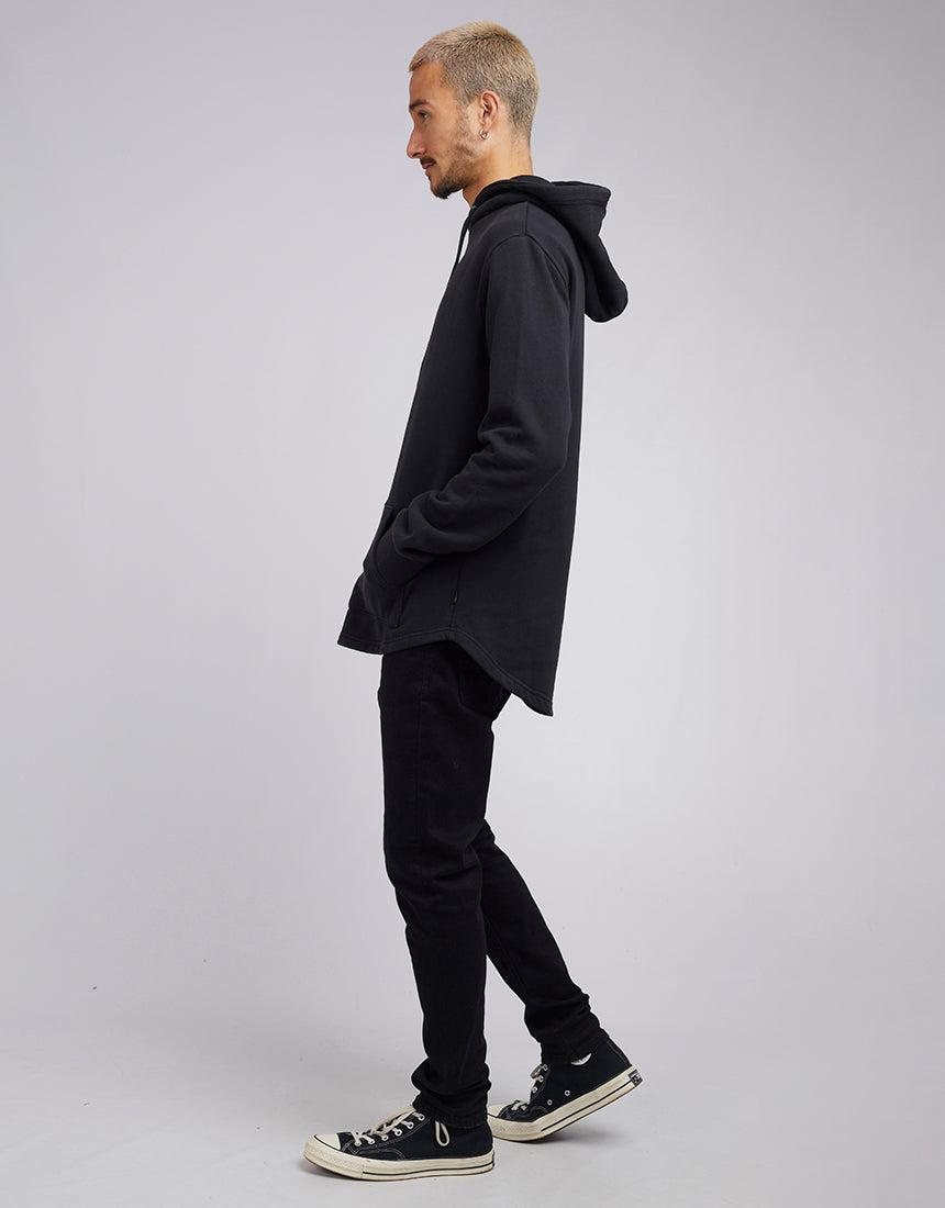 Silent Theory-Curved Hem Hoody Washed Black-Edge Clothing