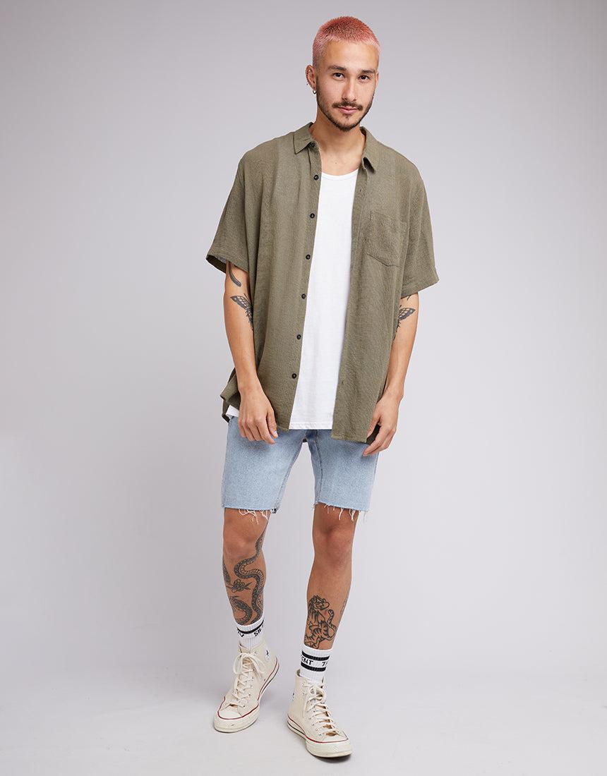 Silent Theory-Hemp Ss Shirt Khaki-Edge Clothing