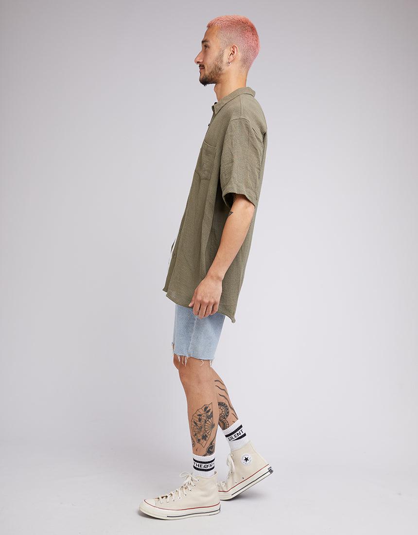Silent Theory-Hemp Ss Shirt Khaki-Edge Clothing