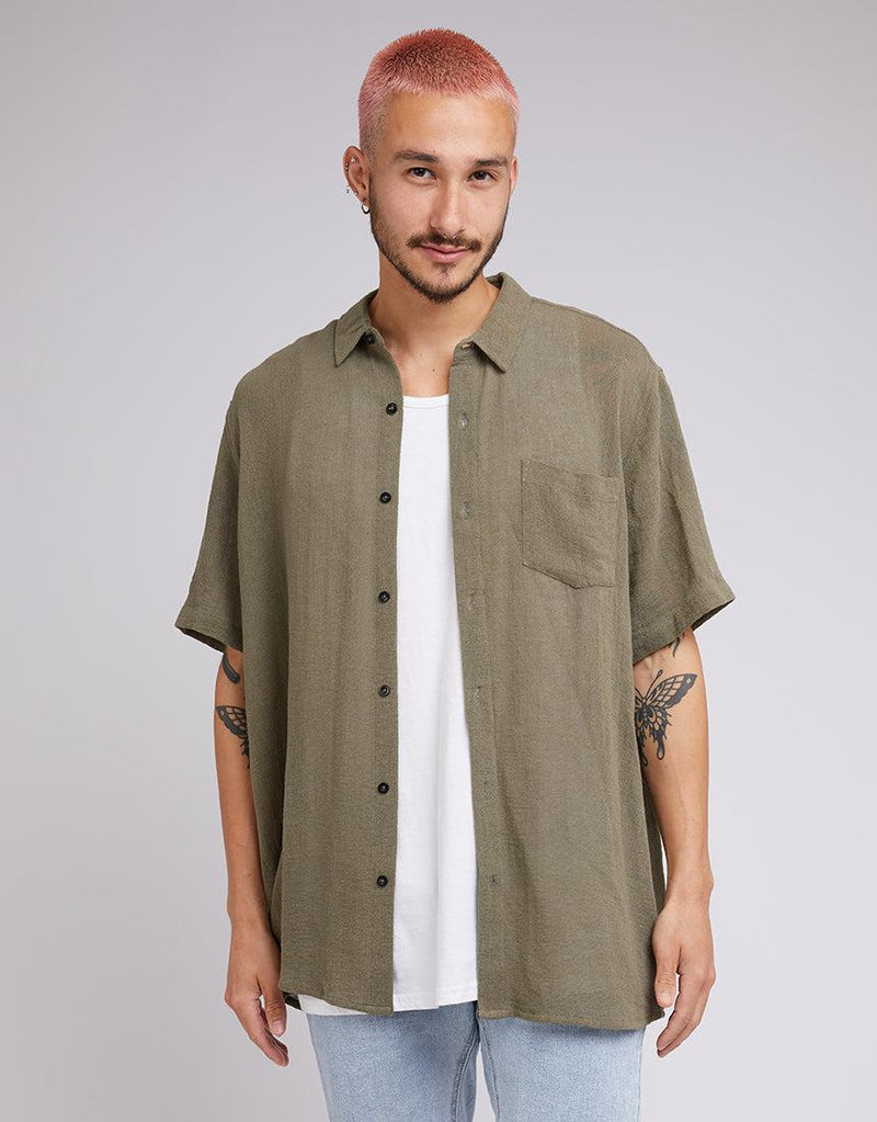 Silent Theory-Hemp Ss Shirt Khaki-Edge Clothing