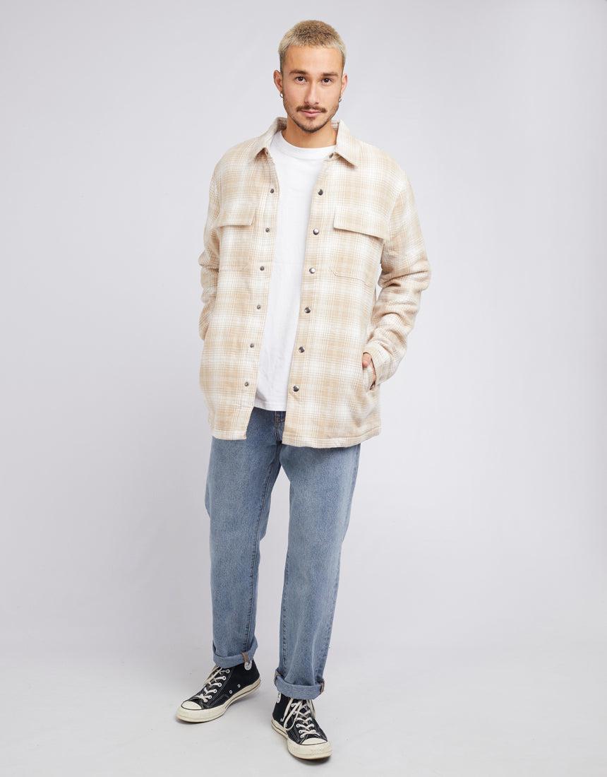 Silent Theory-Icon Check Shacket Sand-Edge Clothing