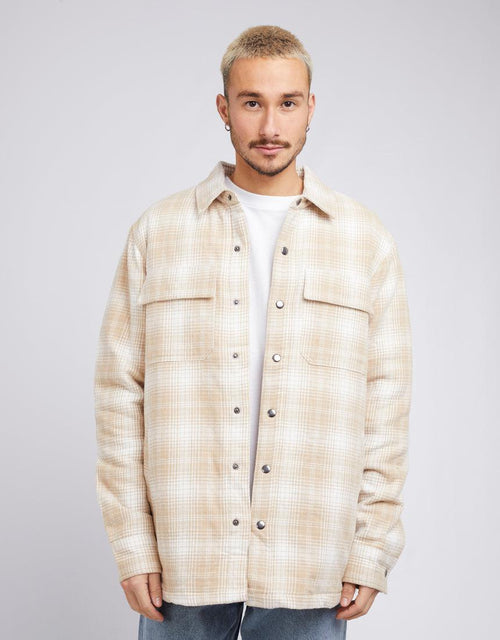 Silent Theory-Icon Check Shacket Sand-Edge Clothing