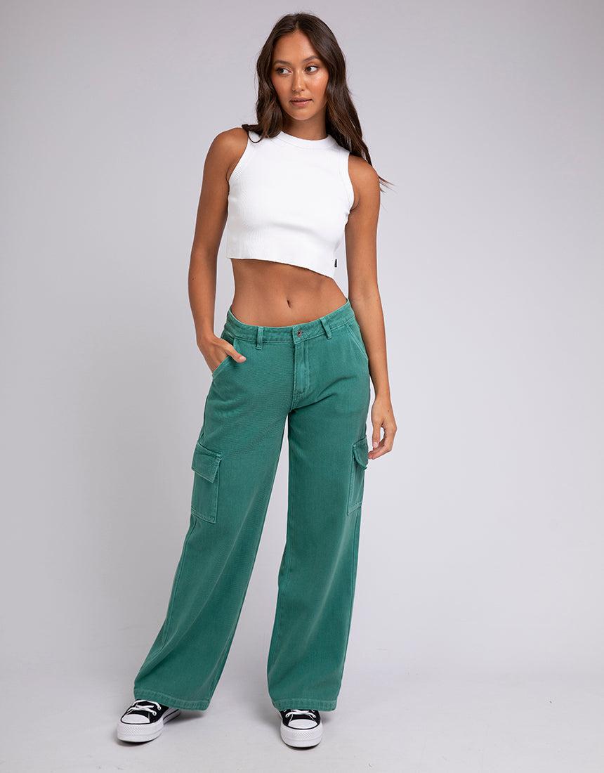 Silent Theory Ladies-Bravo Cargo Pant Green-Edge Clothing