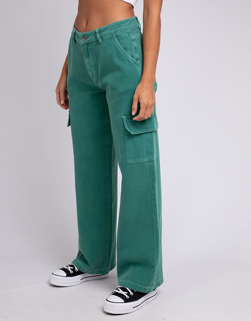 Silent Theory Ladies-Bravo Cargo Pant Green-Edge Clothing