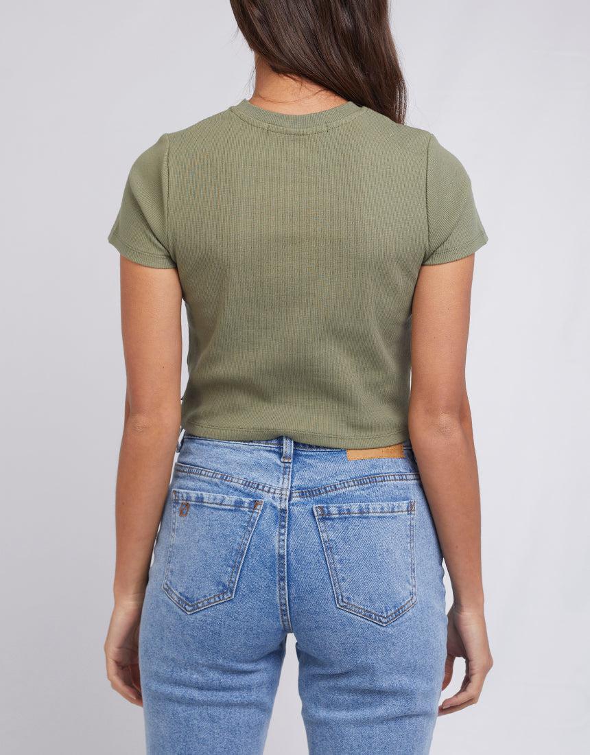 Silent Theory Ladies-Harlem Rib Tee Khaki-Edge Clothing