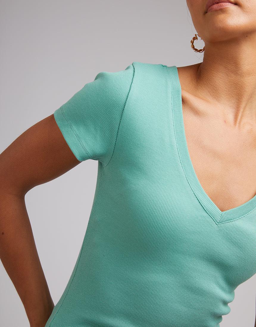 Silent Theory Ladies-Lily V-neck Tee Sage-Edge Clothing