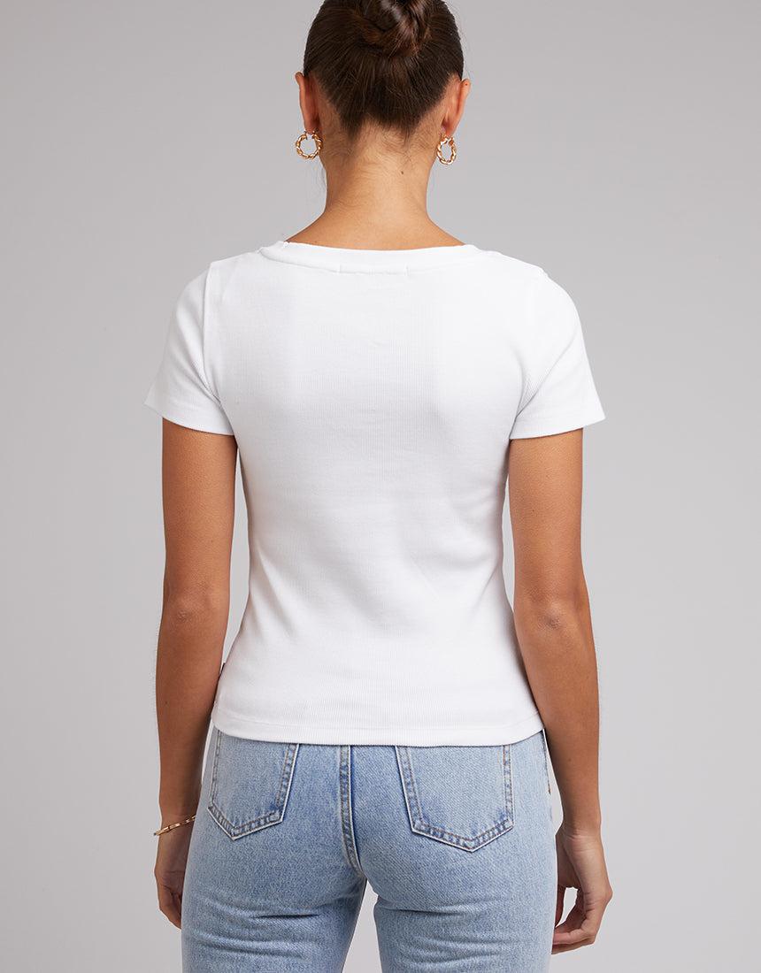 Silent Theory Ladies-Lily V-neck Tee White-Edge Clothing