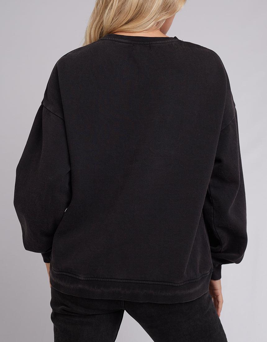 Silent Theory Ladies-Oversized Crew Washed Black-Edge Clothing