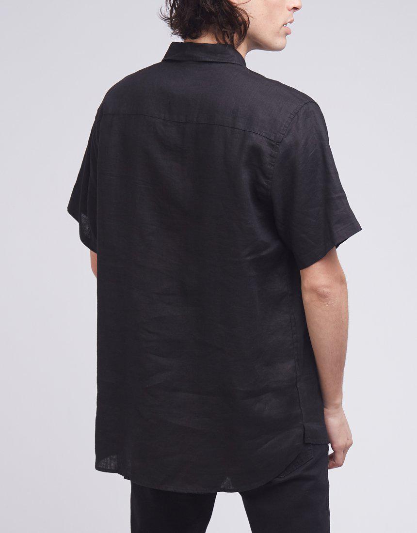 Silent Theory-Linen Ss Shirt Black-Edge Clothing