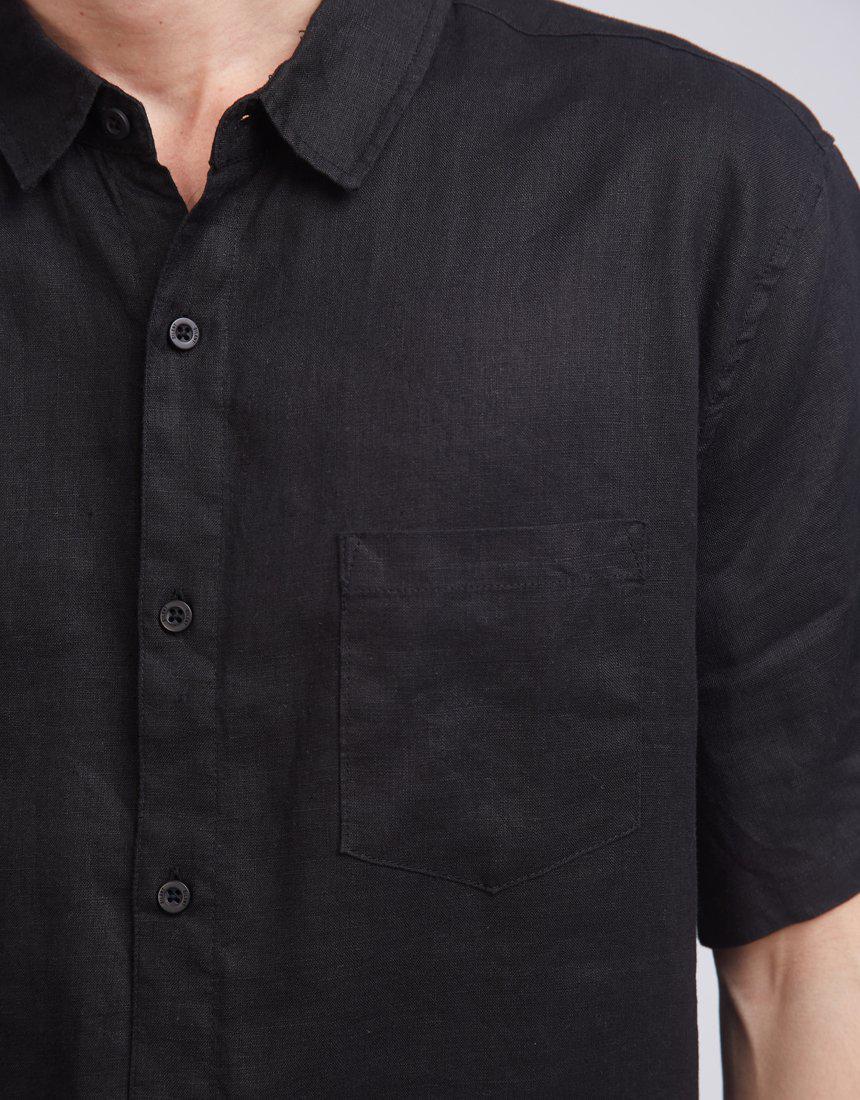 Silent Theory-Linen Ss Shirt Black-Edge Clothing