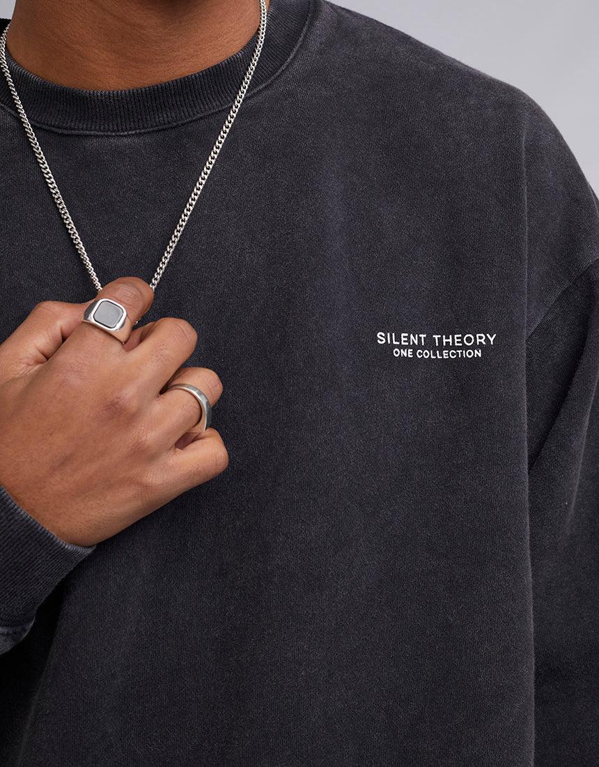 Silent Theory One-Society Crew Washed Black-Edge Clothing