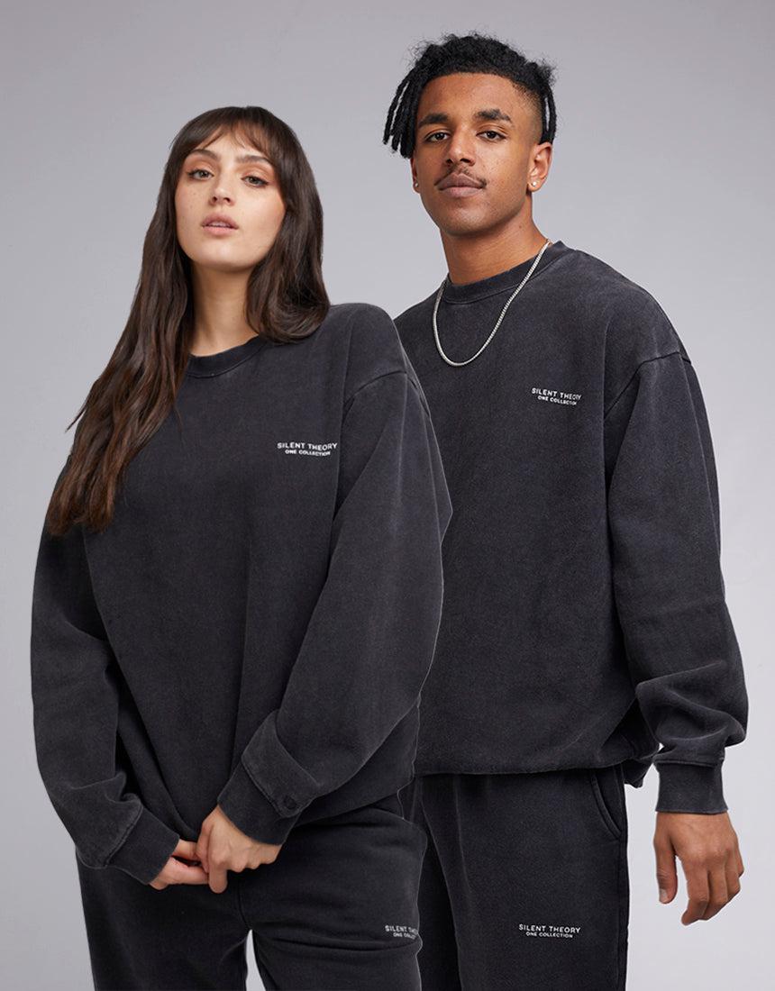 Silent Theory One-Society Crew Washed Black-Edge Clothing
