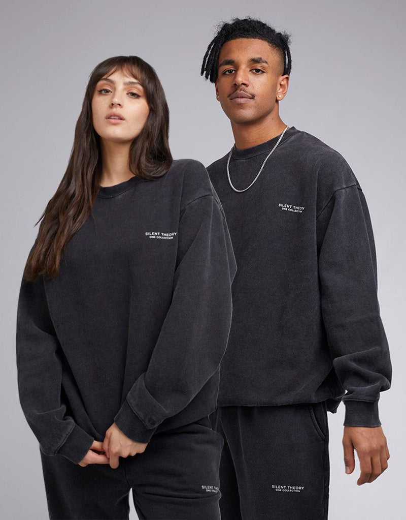 Silent Theory One-Society Crew Washed Black-Edge Clothing