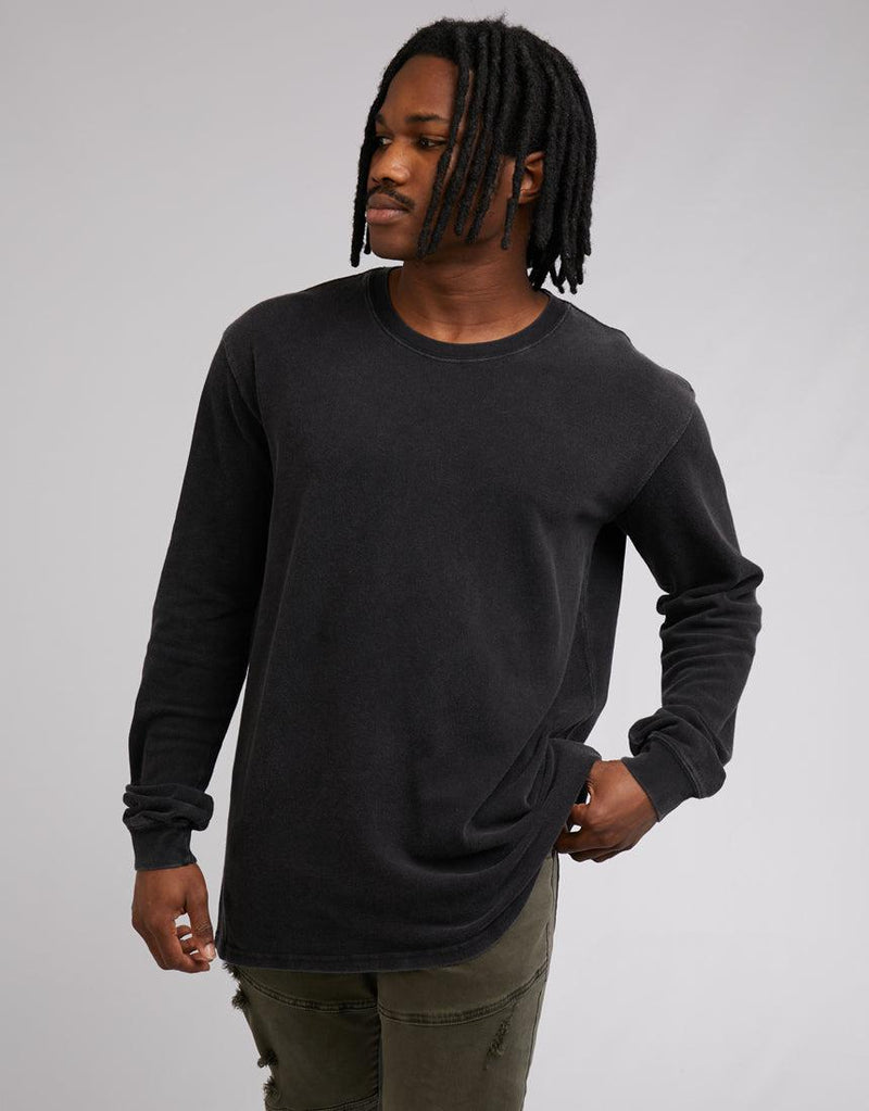 Silent Theory-Pique L/s Tee Washed Black-Edge Clothing