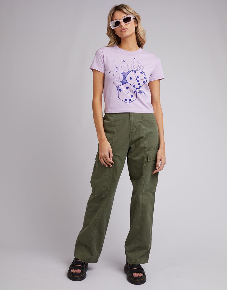 Stussy-Fire Dice Slim Tee Orchid-Edge Clothing