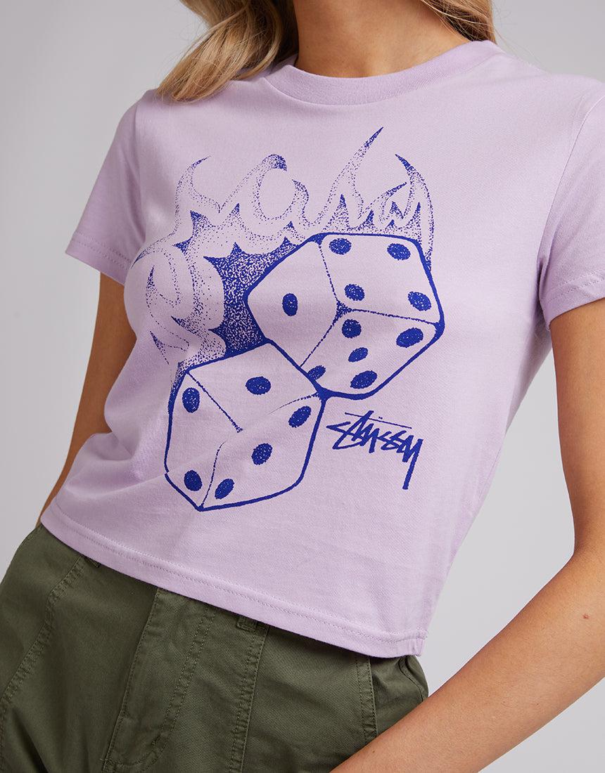 Stussy-Fire Dice Slim Tee Orchid-Edge Clothing
