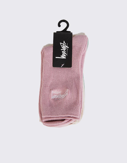 Stussy-Womens Designs Rib Sock 3 Pk Multicoloured-Edge Clothing