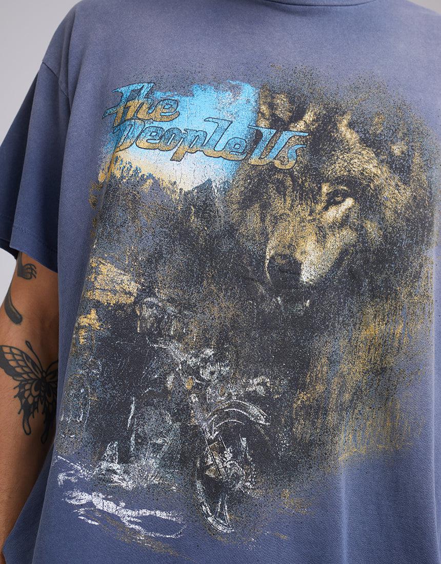 The People Vs-Dark Valley Vintage Tee Indigo Spray-Edge Clothing