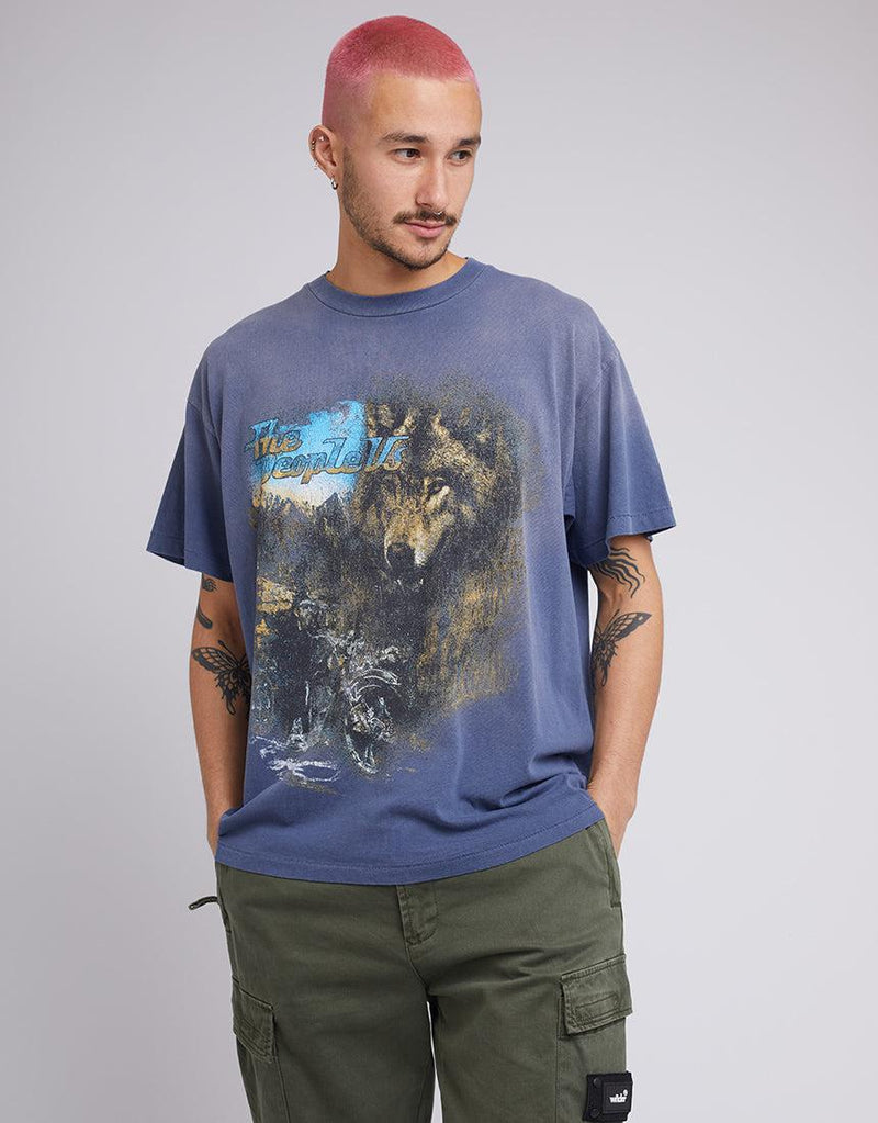 The People Vs-Dark Valley Vintage Tee Indigo Spray-Edge Clothing